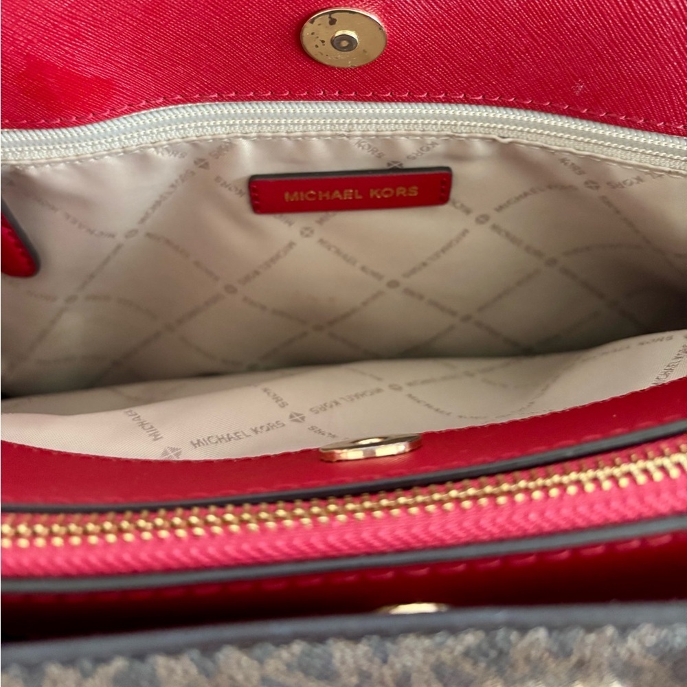 Michael Kors Savannah Large Satchel Bag in Scarlet Red – Leather Handbag - Picture 7 of 14